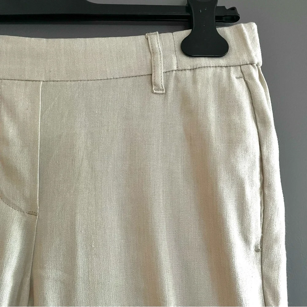 J. Jill Flax Linen Blend Crop Split Ankle Pants in Off White Size SP NWT